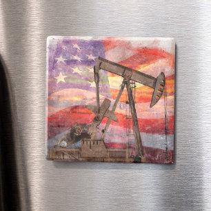 Pumpjack Silhouette Pastellfarben zeichnend amerik Magnet