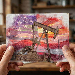 Pumpjack Silhouette Pastellfarben zeichnend amerik Postkarte