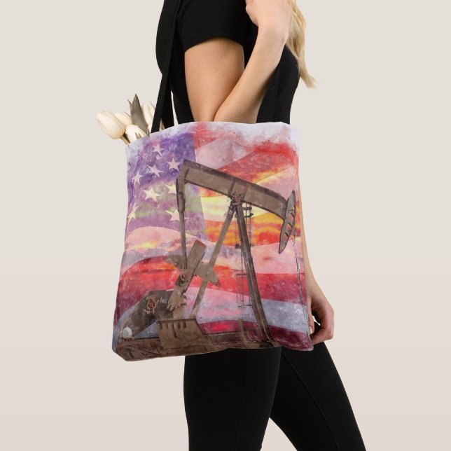 Pumpjack Silhouette Pastellfarben zeichnend amerik Tasche (Von Nahem)