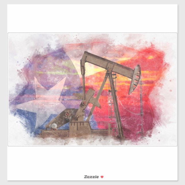 Pumpjack Texan Ikone Pastellfarben zeichnend mit T Aufkleber (Blatt)