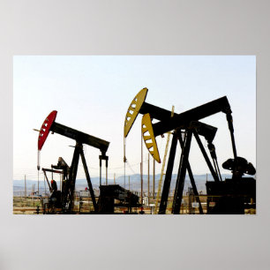 Pumpjacks in Taft, Kalifornien Poster