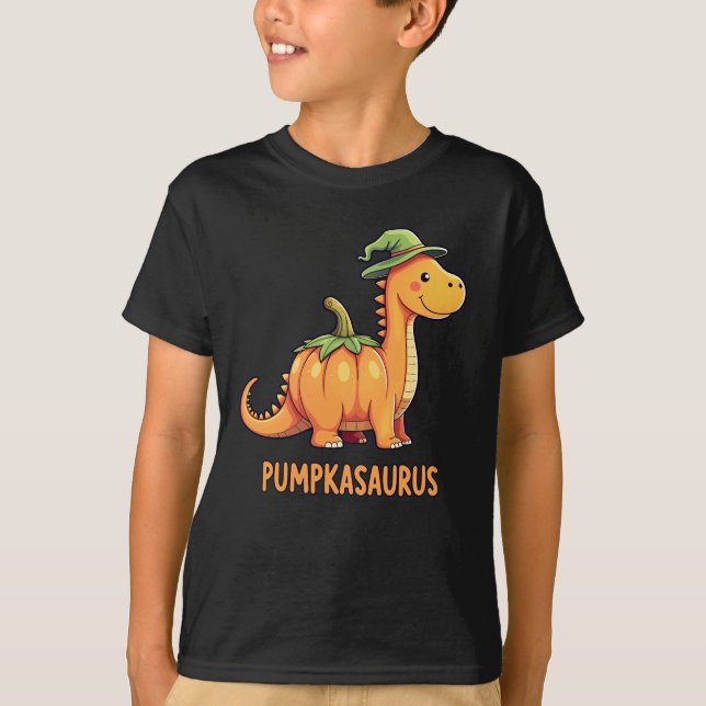 Pumpkasaurus Niedlich Dinosaur Pumpkin Funny Hallo T-Shirt (Vorderseite)