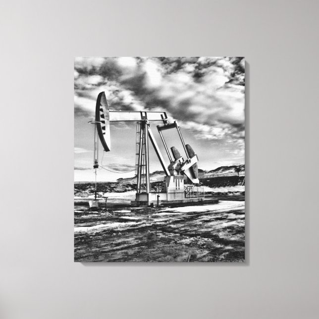 Pumpkassette (Pumpjack) für Schwarz-Weiß-Öl Leinwanddruck (Vorderseite)