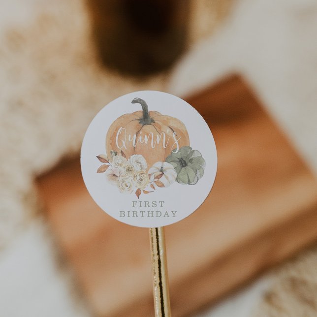 Pumpkin 1. Geburtstag Runder Aufkleber (Von Creator hochgeladen)