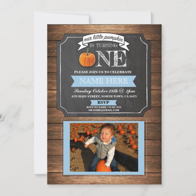 Pumpkin 1. Geburtstagsparty Foto Einladung (Vorderseite)