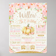 Pumpkin 1st Birthday Milestones Birth Stats Sign