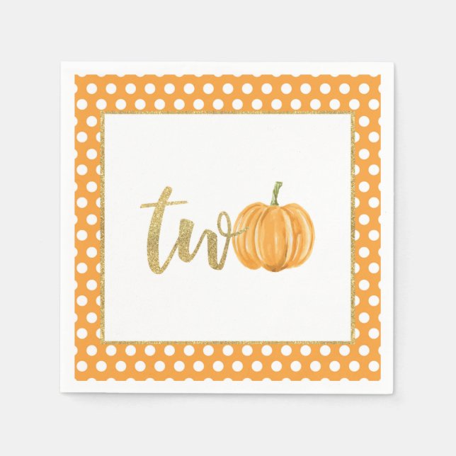 Pumpkin 2. Geburtstag Napkin - Orange Dots Serviette (Vorderseite)