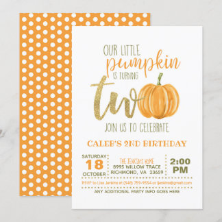Pumpkin 2ND Geburtstagseinladung - Orange Dots Einladung