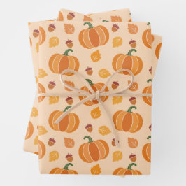 Pumpkin, Acorn und Leaf Geschenkpapier Set