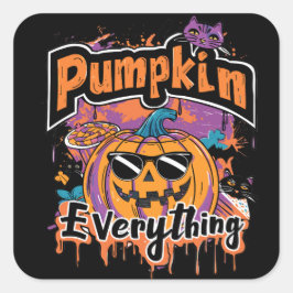 Pumpkin Alles | ExDesigner | Halloween Quadratischer Aufkleber