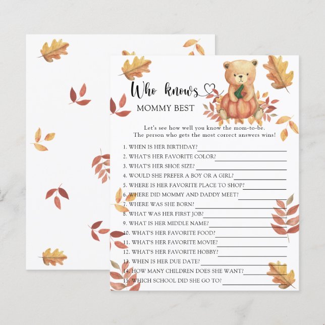 Pumpkin and Bär - Wer kennt das beste Spiel der Ma (Vorne/Hinten)