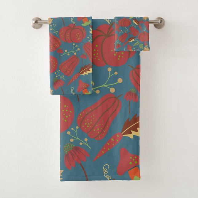 Pumpkin and carrot  seamless pattern red and blue (En situation)