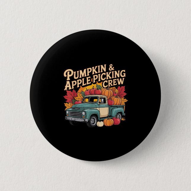 Pumpkin And Cking Crew Fall Harvest Thanksgiving  Button (Vorderseite)
