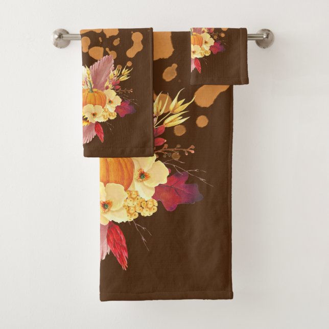 Pumpkin and Fall Blume Badehandtuch Set (Insitu)