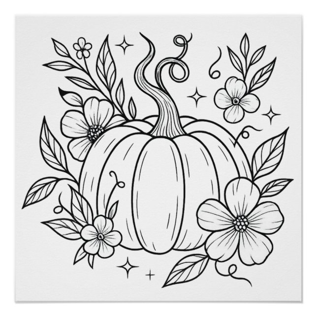 Pumpkin and Floral Wall Art Poster - Herbst Harves (Vorderseite)