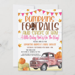 Pumpkin and Footballs Mädchendusche Einladung