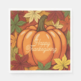 Pumpkin and Leaves Thanksgiving Serviette
