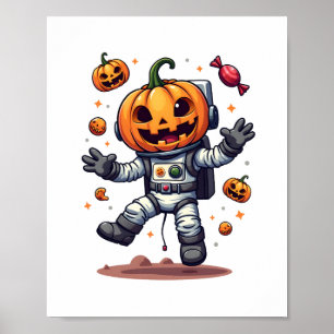 Pumpkin Astronaut - Spooky Space Explorer Shirt Poster
