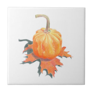 Pumpkin auf Blätter Keramik Tile Fliese