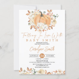 Pumpkin Autumn Floral Falling Baby Dusche Einladung