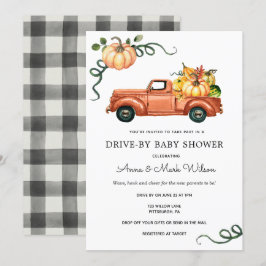 Pumpkin Autumn Truck Drive by Baby Shower Einladung