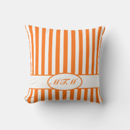 Pumpkin Autumnal Streifen mit Monogramm Kissen