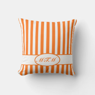 Pumpkin Autumnal Streifen mit Monogramm Kissen