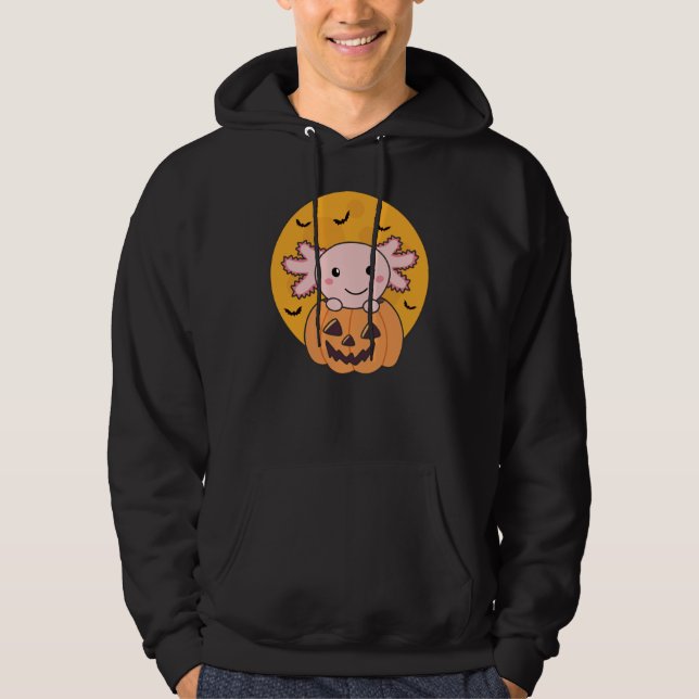 Pumpkin Axolotl liebt süße Tiere zu Halloween Hoodie (Vorderseite)