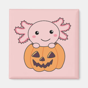 Pumpkin Axolotl liebt süße Tiere zu Halloween Magnet
