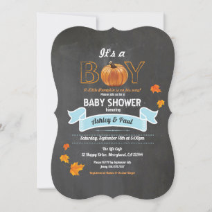 Pumpkin Baby Boy Dusche rustikale Holzklatsche inv Einladung