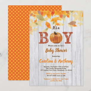 Pumpkin Baby Boy Dusche rustikales Holz ist ein Ju Einladung
