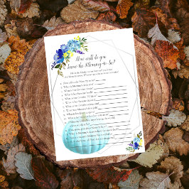Pumpkin Baby Dusche, die Mommy Best kennt | Blau Einladung