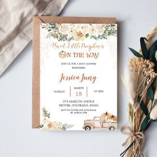 Pumpkin Baby Dusche ein süß wenig Kürbis Einladung