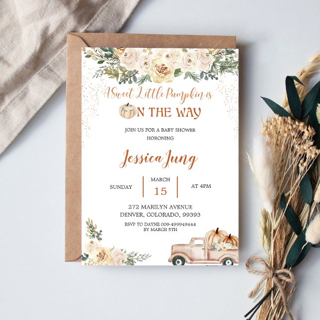 Pumpkin Baby Dusche ein süß wenig Kürbis Einladung (Von Creator hochgeladen)