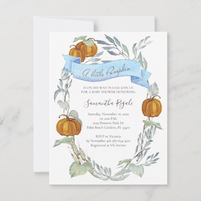 Pumpkin Baby-Dusche Einladungen Herbst Herbst (Vorderseite)