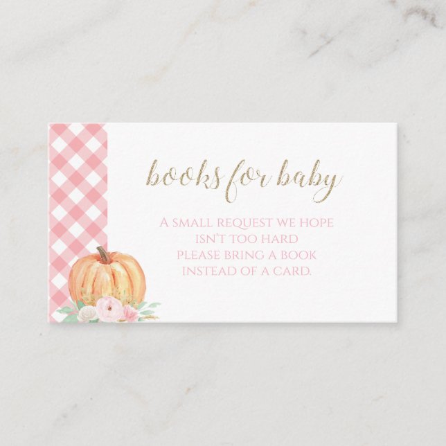 Pumpkin Baby Dusche Karierte Bücher für Babys Begleitkarte (Vorderseite)