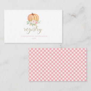 Pumpkin Baby Dusche Kariertes Geschenkgutschein En Begleitkarte