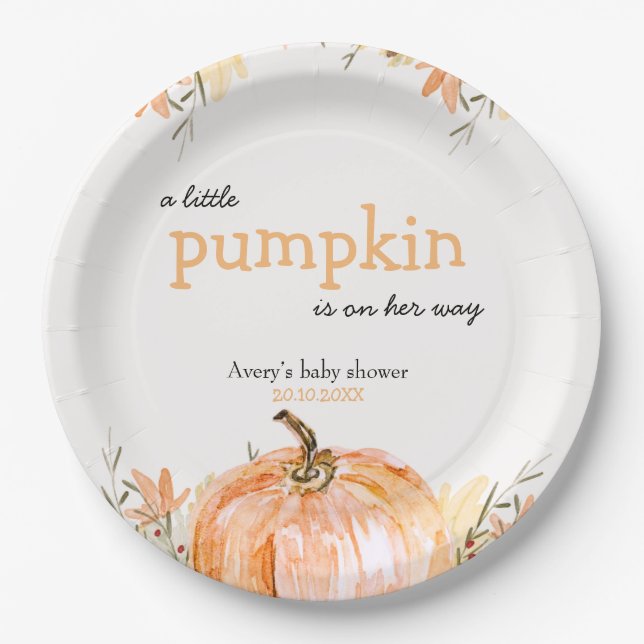 Pumpkin Baby Dusche Pappteller (Vorderseite)