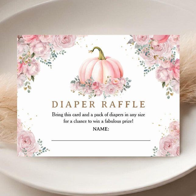 Pumpkin Baby Dusche Rosa Fall Windel Raffel Begleitkarte (Von Creator hochgeladen)