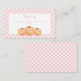 Pumpkin Baby Dusche Rosa Karierte Registrierung Begleitkarte
