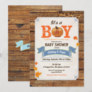 Pumpkin Baby Dusche rustikale Einladung Retro Holz