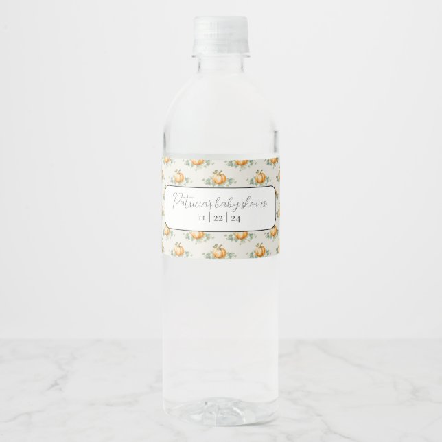 Pumpkin Baby Dusche Wasser Flaschen Labels (Vorderseite)