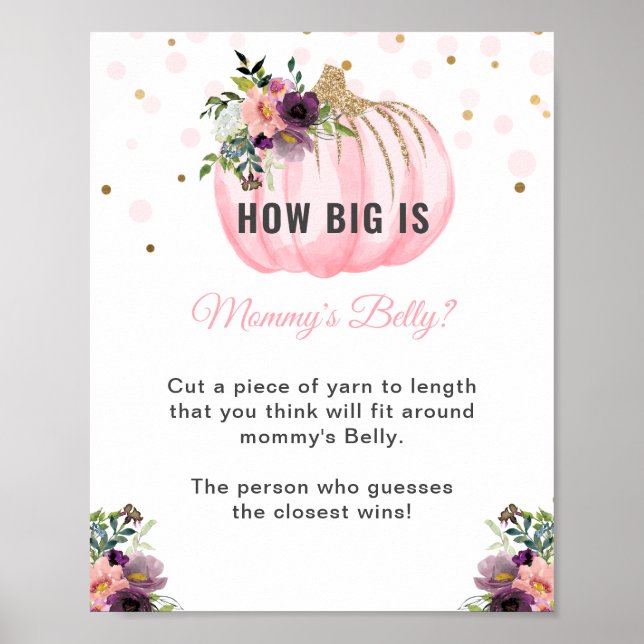 Pumpkin Baby Dusche Wie groß ist Mama's Bauchspiel Poster (Vorne)