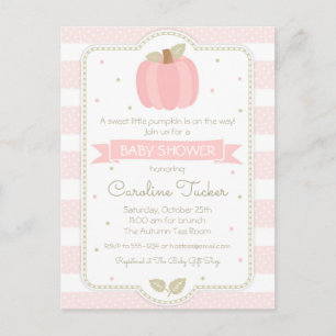 Pumpkin Baby Girl Pink Baby Dusche Einladung Postkarte