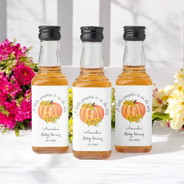 Pumpkin Baby Showdusche Orange White Alkoholflaschenetikett (Von Creator hochgeladen)