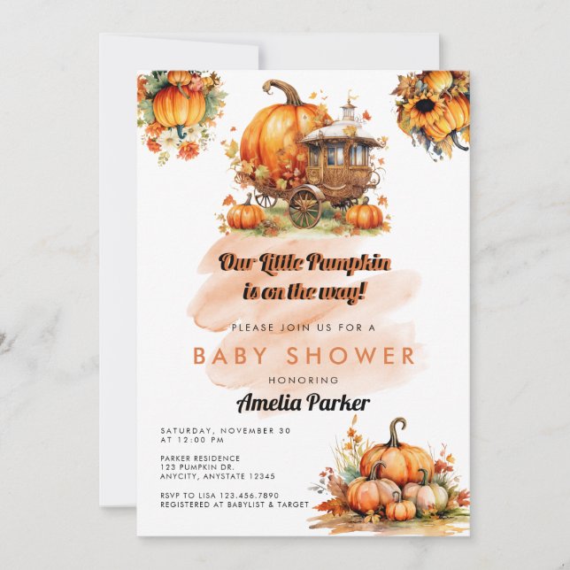Pumpkin Baby Showeinladung Einladung (Vorderseite)
