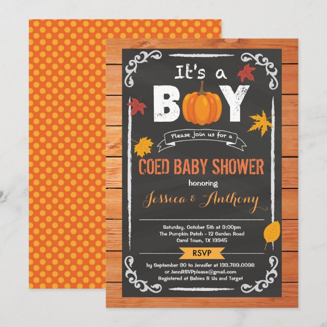 Pumpkin Baby Showeinladung Einladung (Vorne/Hinten)