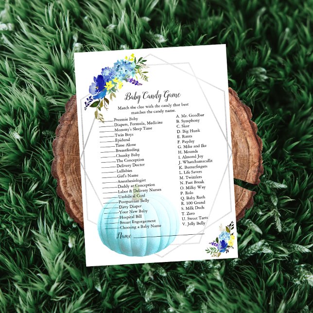 Pumpkin Baby Shower Baby Candy Game | Blau Einladung (Von Creator hochgeladen)