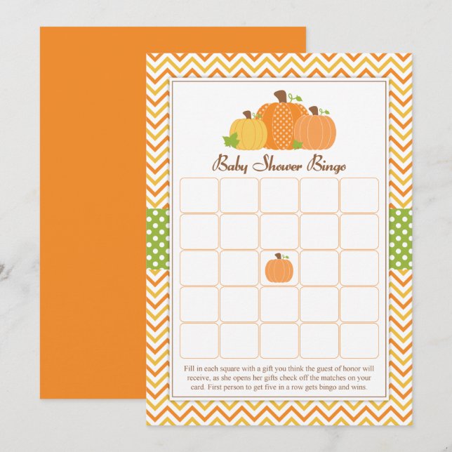 Pumpkin Baby Shower Bingo Einladung (Vorne/Hinten)