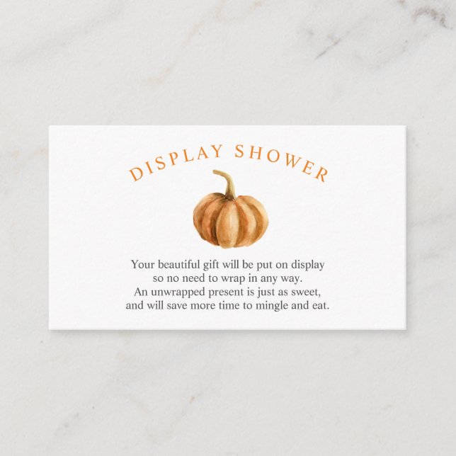 Pumpkin Baby Shower Display Duschkarte Begleitkarte (Vorderseite)